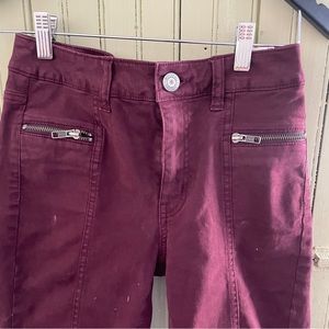 AE American Eagle Maroon High Waisted Skinny Jeans Pants Sz 2